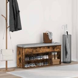 Berkfield Home Shoe Bench Smoked Oak 102x30.5x45 cm Engineered Wood in Brown