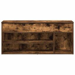 Berkfield Home Shoe Bench Smoked Oak 102x30.5x45 cm Engineered Wood in Brown - thumbnail 4