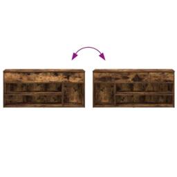 Berkfield Home Shoe Bench Smoked Oak 102x30.5x45 cm Engineered Wood in Brown - thumbnail 7