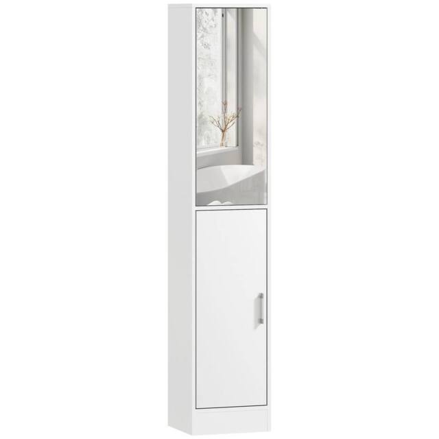 PAWNORA Tall Mirrored Bathroom Cabinet in White - image 1