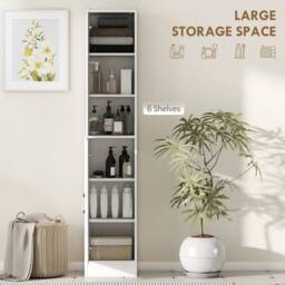 PAWNORA Tall Mirrored Bathroom Cabinet in White - thumbnail 4