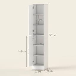PAWNORA Tall Mirrored Bathroom Cabinet in White - thumbnail 2