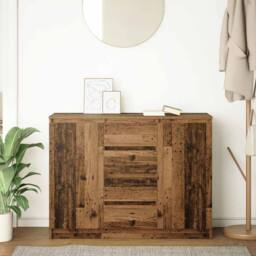 Berkfield Home Sideboard with Drawers Old Wood 100.5x35x76 cm Engineered Wood in Brown - thumbnail 3
