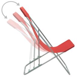 Berkfield Home Folding Beach Chairs 2 pcs Steel & Oxford Fabric Red - thumbnail 5