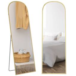 HOMCOM Full Length Mirror with Aluminium Alloy Frame Hanging or Leaning in Gold - Size: Large - thumbnail 2