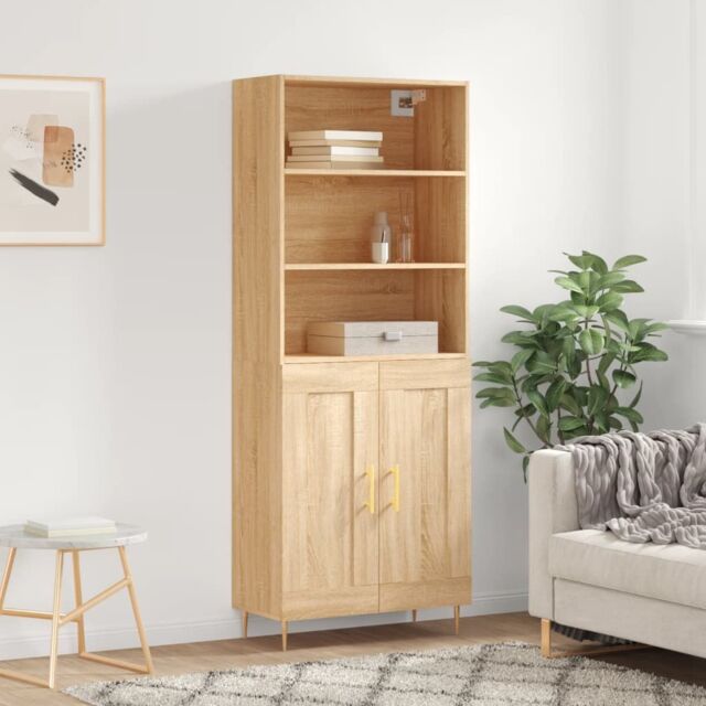 Berkfield Home Highboard Sonoma Oak 69.5x34x180 cm Engineered Wood in Brown - image 1