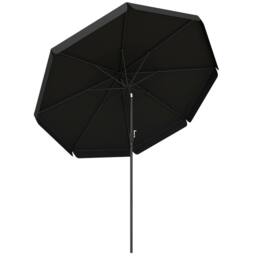 OUTSUNNY 2.7m Patio Umbrella Garden Parasol with Crank, Ruffles, 8 Ribs in Black - thumbnail 2
