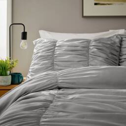 New Edge Blinds Ruched Duvet Set in Grey - Size: Double - thumbnail 2