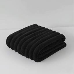 Snug City Chunky Ribbed Mink Throw Ultra Soft Warm Elegant Blanket for Sofa Bed in Black - Size: 150 cm x 200 cm - thumbnail 2