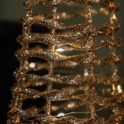Samuel Alexander Set of 3 Gold Glitter Twist Christmas Cone Trees with 90 Warm White LEDs - thumbnail 4