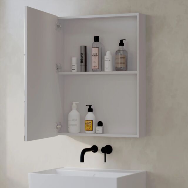 Banyetti Lavio 600mm x 800mm Mirror Cabinets - White in White - image 1