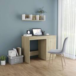 Berkfield Home Desk Sonoma Oak 100x50x76 cm Engineered Wood in Light Brown - Size: 100 x 50 x 76 cm - thumbnail 2