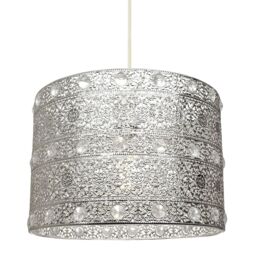 Happy Homewares Antique Acrylic Gem Moroccan Style Chandelier Pendant Light Shade in Silver - thumbnail 2