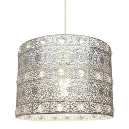 Happy Homewares Antique Acrylic Gem Moroccan Style Chandelier Pendant Light Shade in Silver - thumbnail 3
