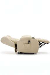More4Homes Caesar Dual Motor Rise Recliner Bonded Leather Heat & Massage Chair in Cream - thumbnail 5