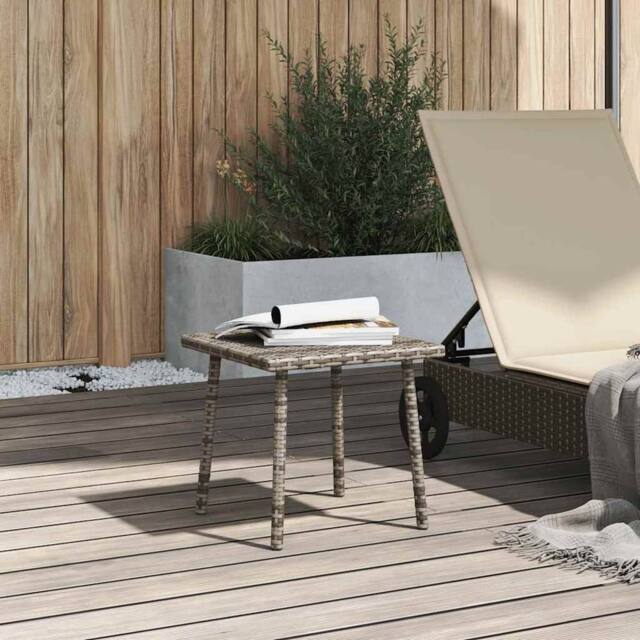 Berkfield Home Beautiful Garden Coffee Table Rectangular Grey 40x40x37 cm Poly Rattan - Size: 40 x 40 x 37 cm - image 1
