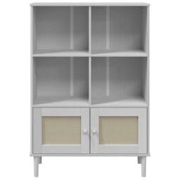 Berkfield Home Bookcase SENJA Rattan Look White 90x35x130 cm Solid Wood Pine - Size: 90 x 35 x 130 cm - thumbnail 5