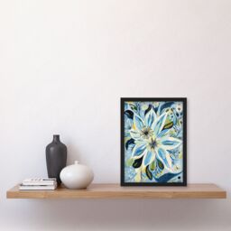 Artery8 Blue Abstract Wildflowers Painting Floral Framed Art Print - Size: A4 - thumbnail 4