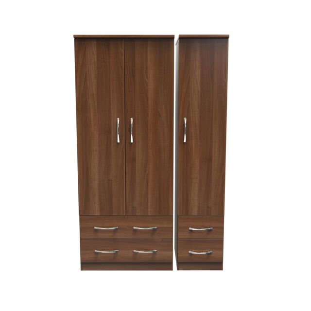 Ready Assembled 2 U Hampshire Triple 2 Drawer + Drawer Wardrobe (Ready Assembled) in Walnut - image 1
