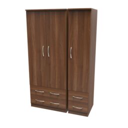 Ready Assembled 2 U Hampshire Triple 2 Drawer + Drawer Wardrobe (Ready Assembled) in Walnut - thumbnail 3