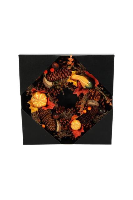 KDMD Autumn Wreath with Pumpkins & Wood Slices 30cm - image 1