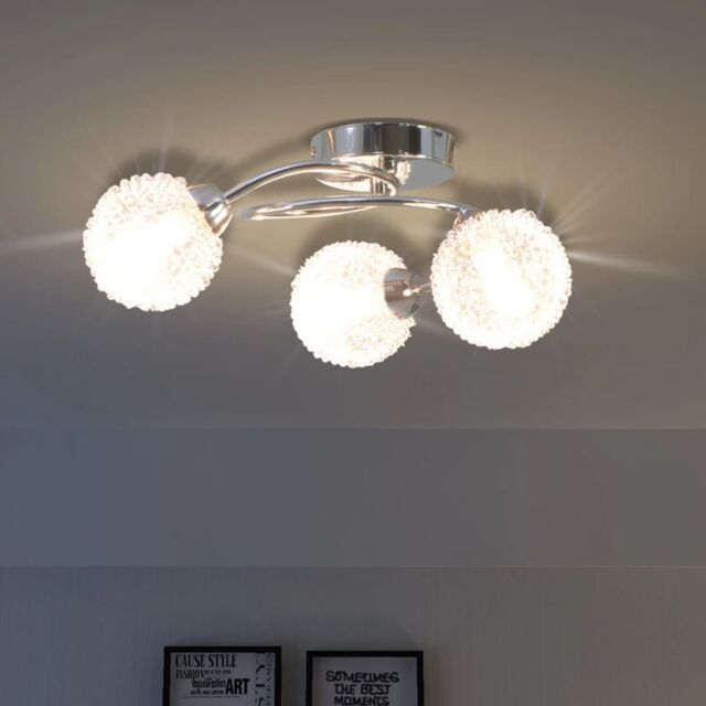 Berkfield Home Ceiling Lamp with 3 LED Bulbs G9 120 W in White - image 1