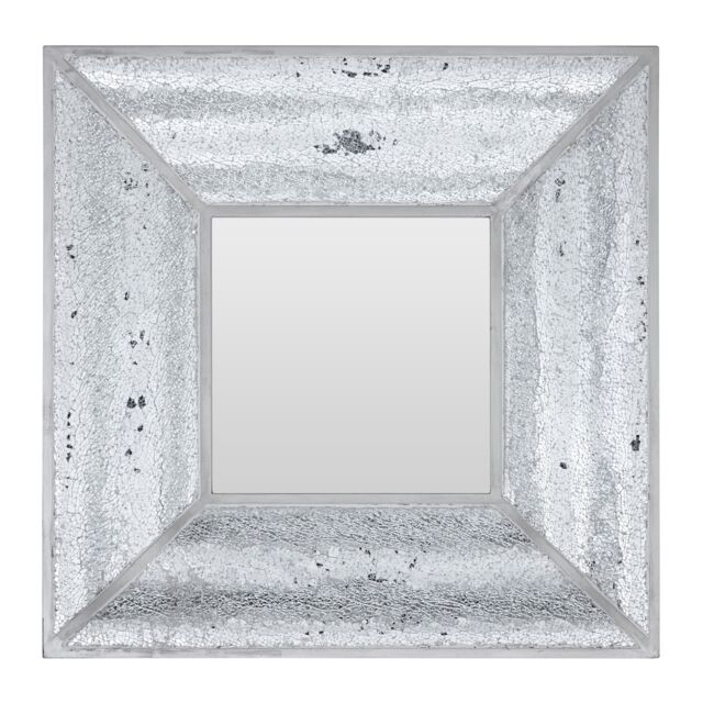 Orsina Silver Mosaic Wall Mirror with Bevelled Glass Frame, Square Decorative Mirror with Light Grey Trim, Mirror - image 1