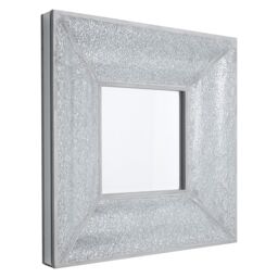 Orsina Silver Mosaic Wall Mirror with Bevelled Glass Frame, Square Decorative Mirror with Light Grey Trim, Mirror - thumbnail 2