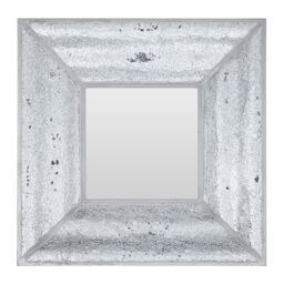 Orsina Silver Mosaic Wall Mirror with Bevelled Glass Frame, Square Decorative Mirror with Light Grey Trim, Mirror - thumbnail 1