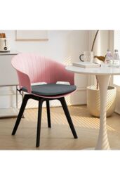 Living and Home 4Pcs Swivel PP Dining Chairs with Armrest ( Load Capacity 150kg ) in Pink - thumbnail 3