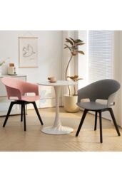 Living and Home 4Pcs Swivel PP Dining Chairs with Armrest ( Load Capacity 150kg ) in Pink - thumbnail 2