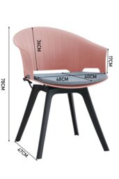 Living and Home 4Pcs Swivel PP Dining Chairs with Armrest ( Load Capacity 150kg ) in Pink - thumbnail 5