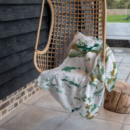 Benjamin Tate Design Green & Golden Marble Blanket in Natural - Size: 120 cm x 150 cm - thumbnail 4