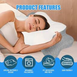 FLAVORA Butterfly Shape Pillow in White - Size: Cot - thumbnail 3
