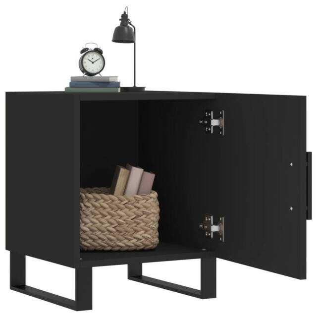 Berkfield Home Modern Bedside Cabinets 2 pcs Black 40x40x50 cm Engineered Wood - Size: 40 x 40 x 50 cm - image 1