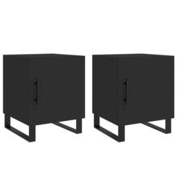 Berkfield Home Modern Bedside Cabinets 2 pcs Black 40x40x50 cm Engineered Wood - Size: 40 x 40 x 50 cm - thumbnail 3