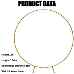 KORVIXA 2M Round Hoop Balloon Arch Backdrop Flower Display Stand in Gold - Size: 100 cm x 100 cm - thumbnail 2