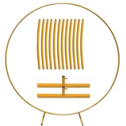 KORVIXA 2M Round Hoop Balloon Arch Backdrop Flower Display Stand in Gold - Size: 100 cm x 100 cm - thumbnail 5
