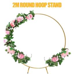 KORVIXA 2M Round Hoop Balloon Arch Backdrop Flower Display Stand in Gold - Size: 100 cm x 100 cm - thumbnail 3