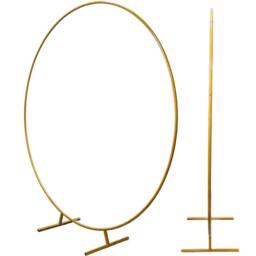 KORVIXA 2M Round Hoop Balloon Arch Backdrop Flower Display Stand in Gold - Size: 100 cm x 100 cm - thumbnail 1