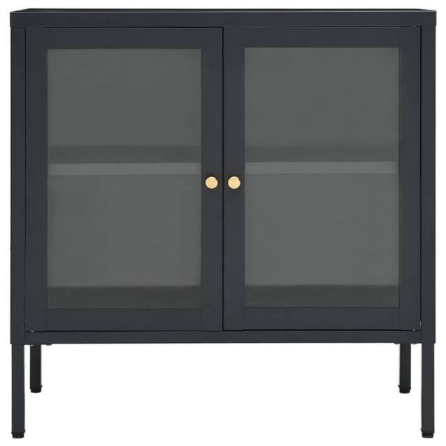 Berkfield Home Sideboard Anthracite 70x35x70 cm Steel & Glass in Black - Size: 70 x 35 x 70 cm - image 1