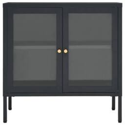 Berkfield Home Sideboard Anthracite 70x35x70 cm Steel & Glass in Black - Size: 70 x 35 x 70 cm