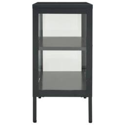 Berkfield Home Sideboard Anthracite 70x35x70 cm Steel & Glass in Black - Size: 70 x 35 x 70 cm - thumbnail 4