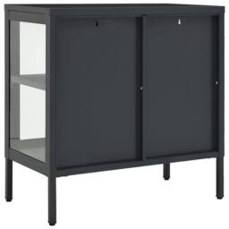 Berkfield Home Sideboard Anthracite 70x35x70 cm Steel & Glass in Black - Size: 70 x 35 x 70 cm - thumbnail 5