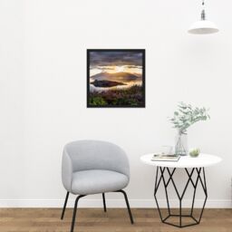 "Artery8 Wall Art Print Trienke Sunset Loch Linnhe Highland Scotland Photo Square Framed Picture 16X16 Inch in Black - Size: W16"" x H16""" - thumbnail 2