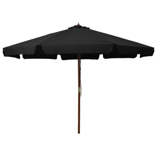 Berkfield Home Outdoor Parasol with Wooden Pole 330 cm Black - image 1