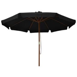Berkfield Home Outdoor Parasol with Wooden Pole 330 cm Black - thumbnail 2