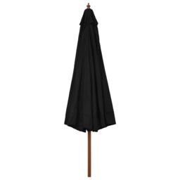 Berkfield Home Outdoor Parasol with Wooden Pole 330 cm Black - thumbnail 3