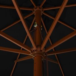 Berkfield Home Outdoor Parasol with Wooden Pole 330 cm Black - thumbnail 4