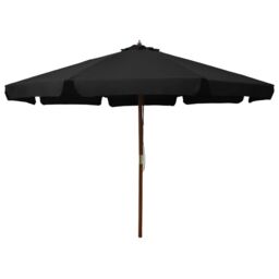 Berkfield Home Outdoor Parasol with Wooden Pole 330 cm Black - thumbnail 1